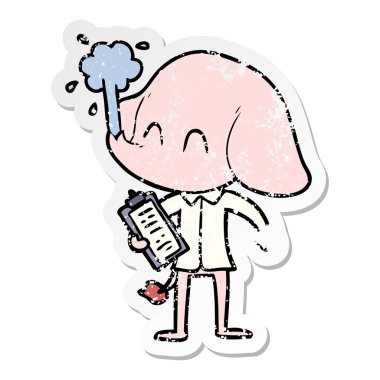 sıkıntılı etiket su spouting bir sevimli çizgi fil