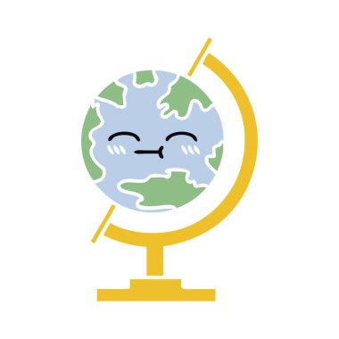 Dünya'nın düz renk retro karikatür Küre