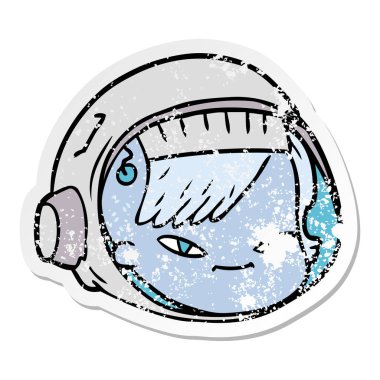 bir çizgi film astronot yüz sıkıntılı etiket