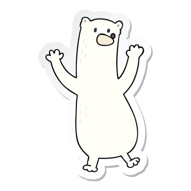 ilginç bir el etiket karikatür kutup ayısı çizilmiş