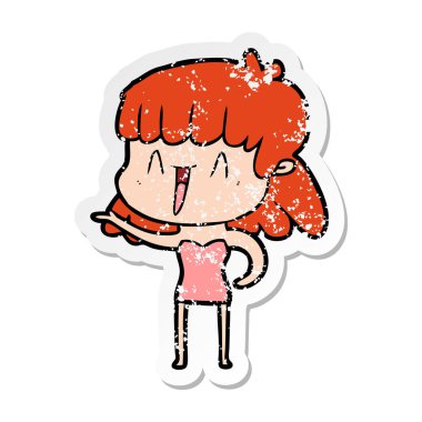 bir çizgi film kadının sıkıntılı etiket