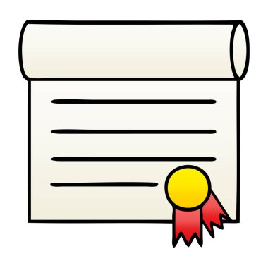 bir sertifikanın degrade gölgeli çizgi film