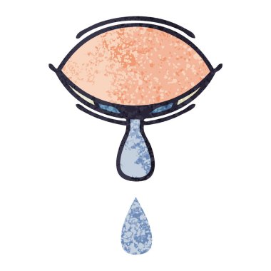 Retro illüstrasyon stil karikatür bir ağlayan göz