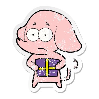 Noel p ile bir çizgi film emin filin sıkıntılı etiket