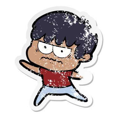 bir rahatsız çizgi film çocuk sıkıntılı etiket