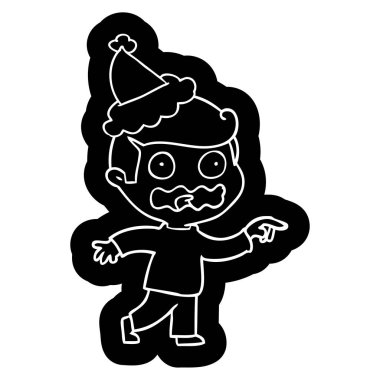 stresli işaretleme giyen Noel Baba şapkası çizgi film simgesi