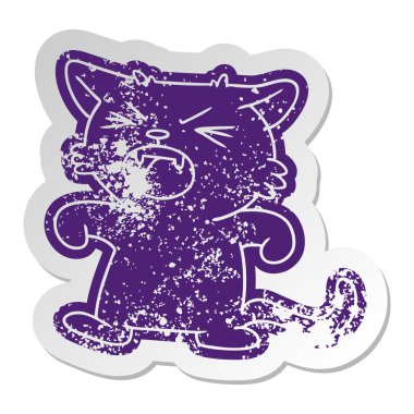 sıkıntılı eski etiket cırtlak bir kedi