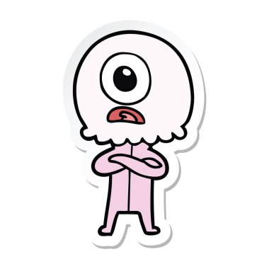 bir çizgi film Tepegöz uzaylı uzaylı etiket