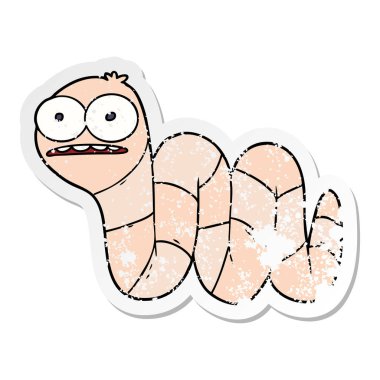 bir çizgi film gergin solucanın sıkıntılı etiket