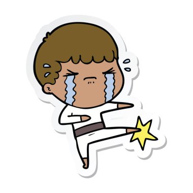 ağlayan bir çizgi film adamın etiket