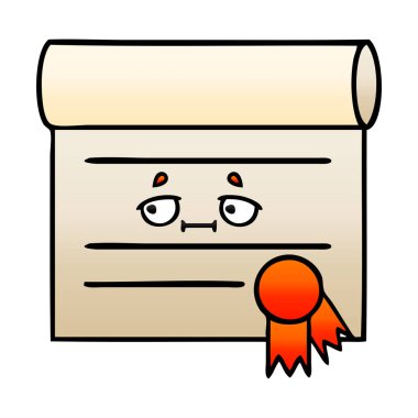 Degrade gölgeli karikatür sertifika