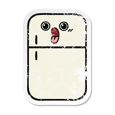 sevimli çizgi buzdolabı dondurucu sıkıntılı etiket