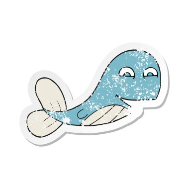 bir çizgi film balinanın Retro sıkıntılı etiket