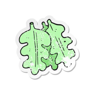 Retro sıkıntılı etiket bir karikatür meşe yaprakları