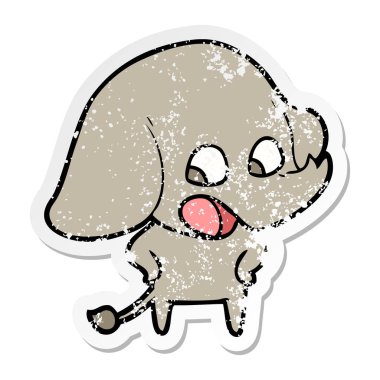 sevimli çizgi fil sıkıntılı etiket