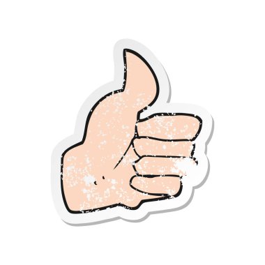 bir karikatür Retro sıkıntılı etiket sembolü başparmak