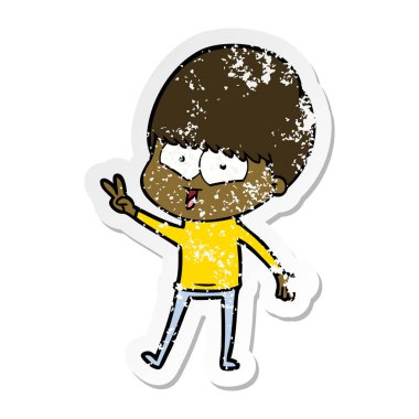 sıkıntılı etiket bir karikatür mutlu çocuk