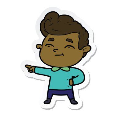 işaret mutlu çizgi film adam etiketi