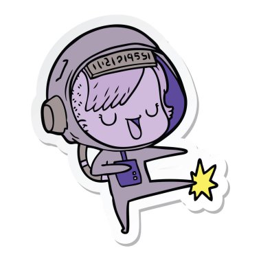 bir çizgi film astronot kadının etiket