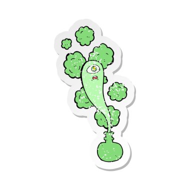 çizgi film sihirli bir iksir Retro sıkıntılı etiket