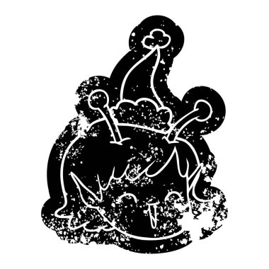 çizgi film sıkıntılı simgesi santa giyen bir uzaylı uzay kız yüz