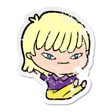 bir çizgi film kadının sıkıntılı etiket