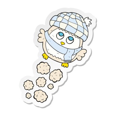 bir çizgi film sevimli uçan Kukumav etiket