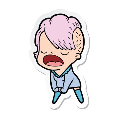 etiket konuşuyor karikatür serin hippi kız