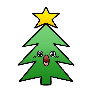 bir Noel ağacı degrade gölgeli karikatür