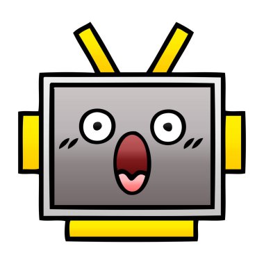 Degrade gölgeli karikatür robot baş