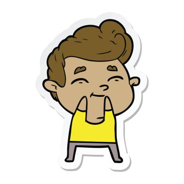 bir mutlu çizgi film adamın etiket