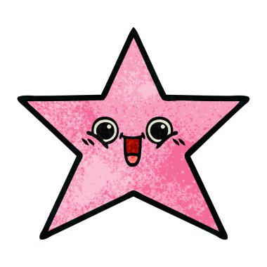 Retro grunge doku çizgi film yıldız balık