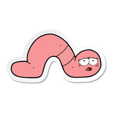 bir çizgi film yorgun solucanın etiket