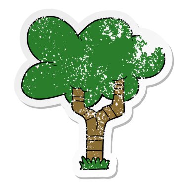 bir çizgi film ağacının sıkıntılı etiket