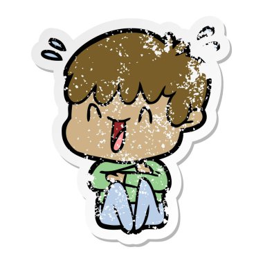 bir çizgi film gülen çocuk sıkıntılı etiket