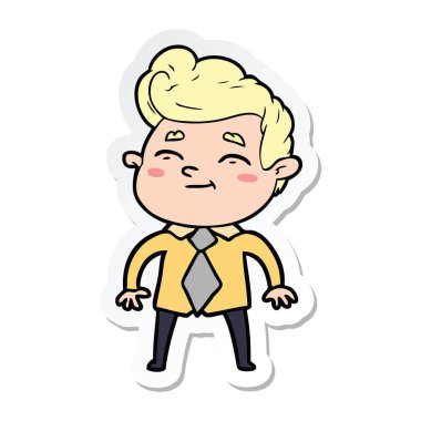 bir mutlu çizgi film adamın etiket