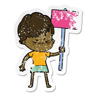 bir çizgi film sinirli kadın sıkıntılı etiket