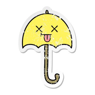 sevimli çizgi şemsiye sıkıntılı etiket