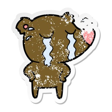 Kutup ayısı ağlıyor bir karikatür sıkıntılı etiket