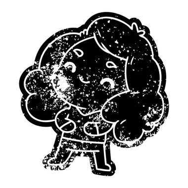 Grunge simgesi bir şirin kawaii kız