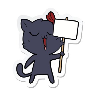 etiket bir karikatür kedi