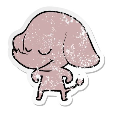 sıkıntılı etiket fil gülümseyen bir karikatür