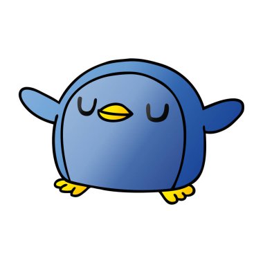 Degrade çizgi film illüstrasyon kawaii bir sevimli penguen