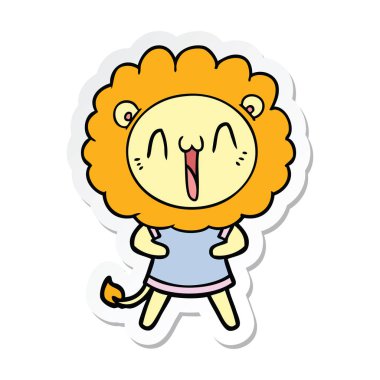 etiket mutlu karikatür aslan