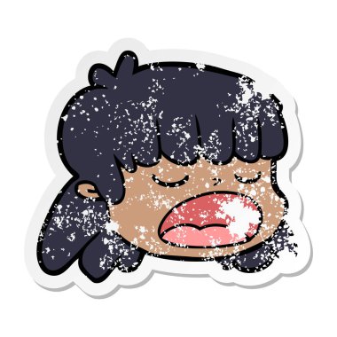 bir çizgi film kadın yüzü sıkıntılı etiket