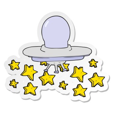 etiket bir karikatür uçan daire