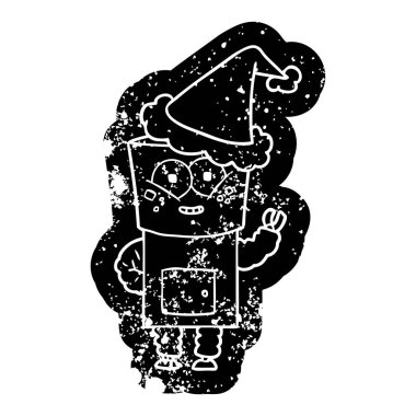 mutlu çizgi film simgesi sa giyen Merhaba sallayarak bir robot sıkıntılı