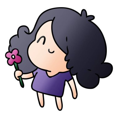 bir şirin kawaii kız degrade çizgi film gösterimi