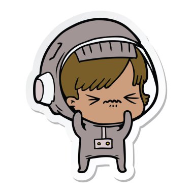 bir çizgi film astronot kadının etiket