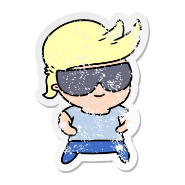 sıkıntılı etiket karikatür kawaii çocuk tonları ile